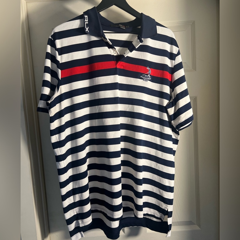 Ralph Lauren Men's Navy and White Striped Polo Shirt